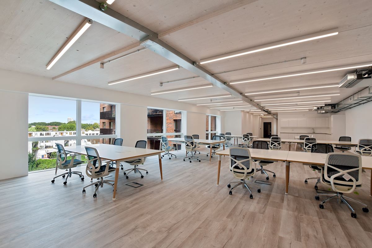 Fitted open-plan office accommodation within Block G at Dalston Works